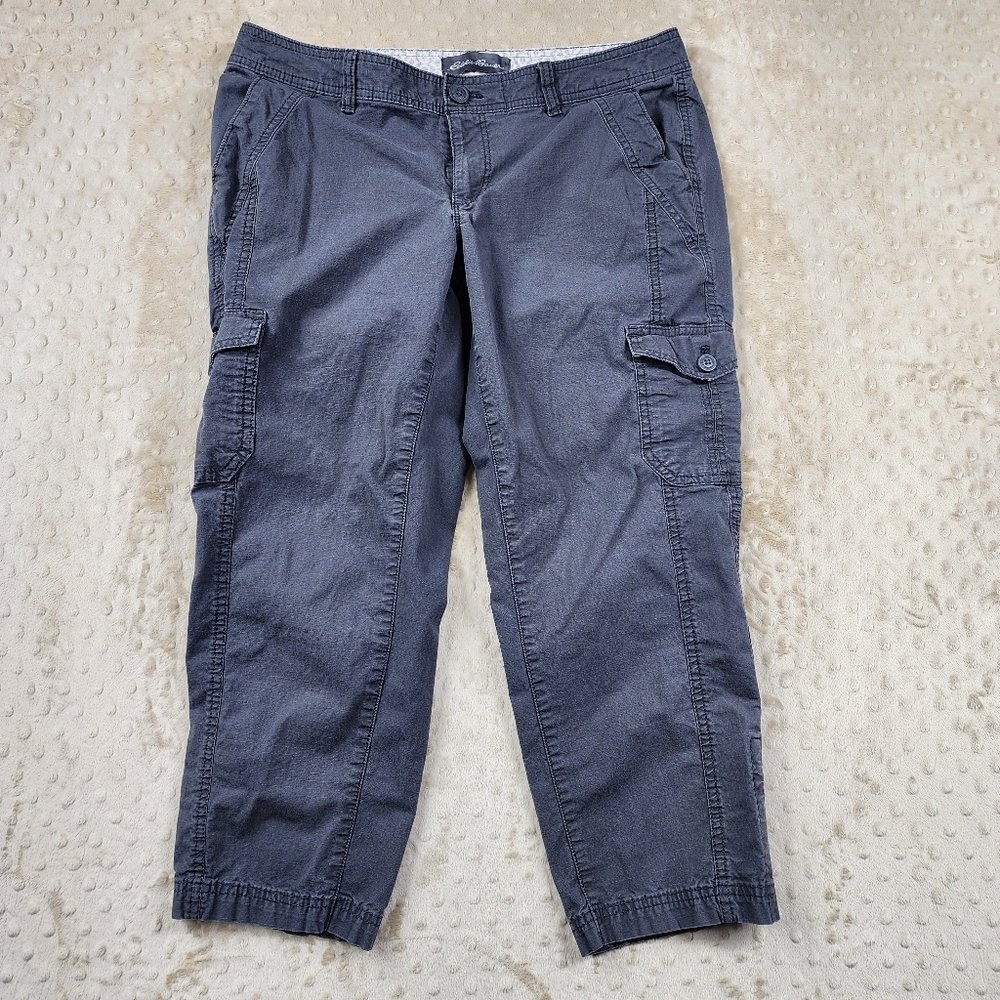 Eddie Bauer Grey Ankle Pant Size 8 Cargo Pocket Cropped
